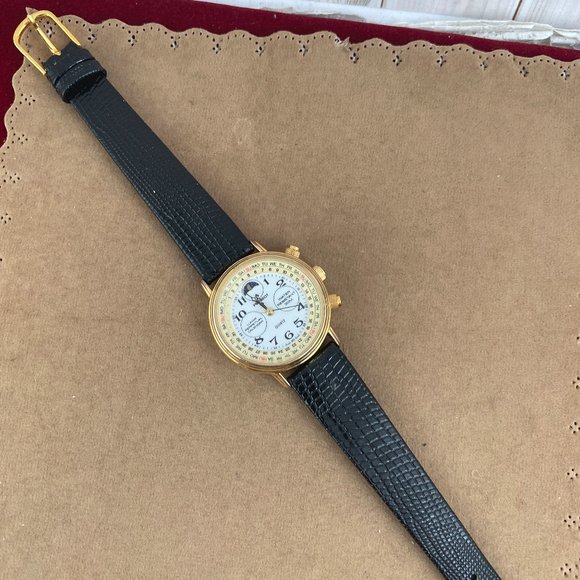 Vintage Peugeot Old Fashion Swiss Quartz Perpetual Calendar Moon Phase Watch - Picture 4 of 9